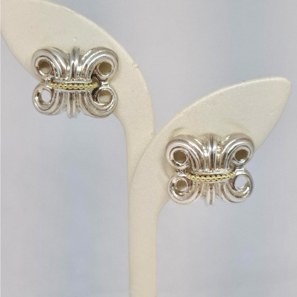 Lagos Ear Clip/Post Two-Tone Earrings - Picture 2 of 9